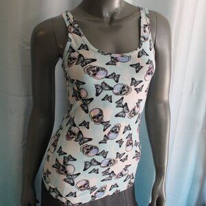 No Boundaries Gothic Skull Butterfly Tank Top XS